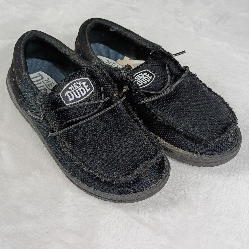 Hey Dude Wally Youth Funk Mono Youth Size 2 Black Slip On Loafers